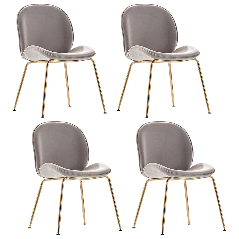 Upholstered Velvet Armless Dining Chairs Solid Back Side Chair with Metal Legs