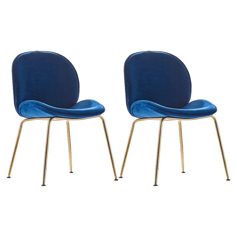 Upholstered Velvet Armless Dining Chairs Solid Back Side Chair with Metal Legs