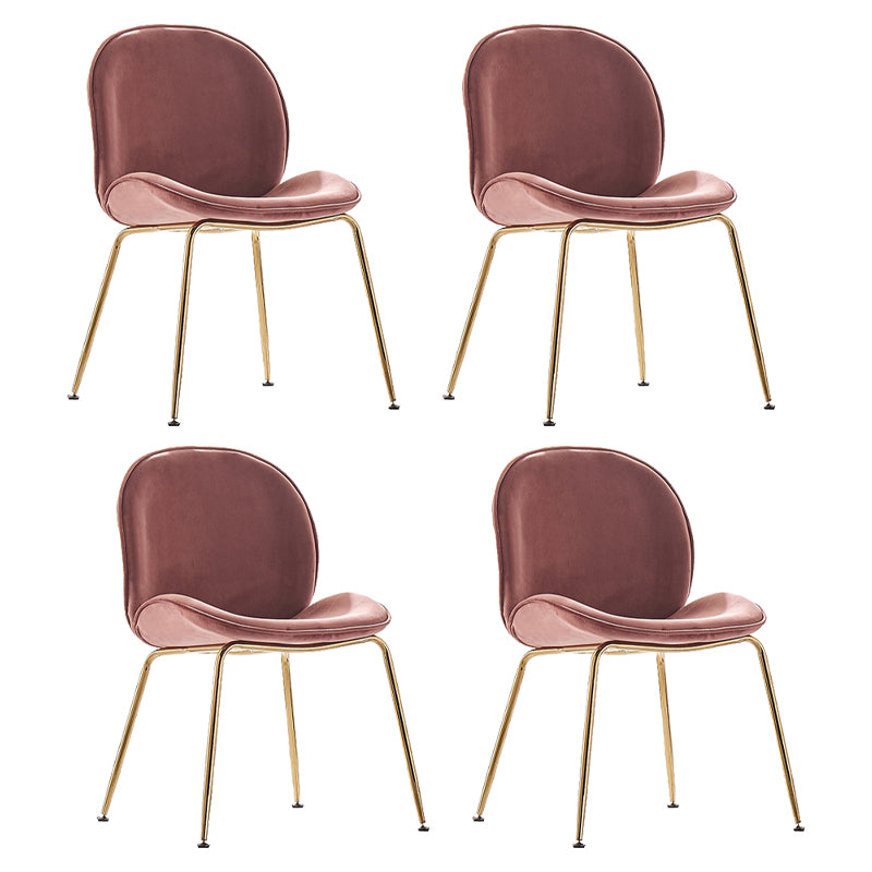Upholstered Velvet Armless Dining Chairs Solid Back Side Chair with Metal Legs