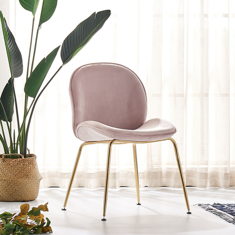 Upholstered Velvet Armless Dining Chairs Solid Back Side Chair with Metal Legs