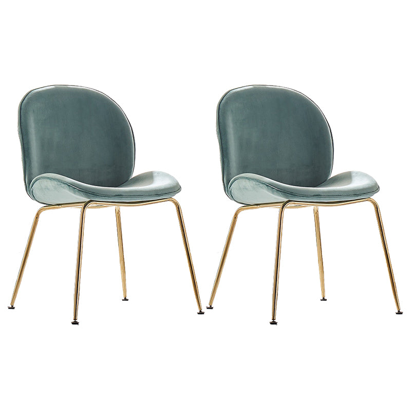 Upholstered Velvet Armless Dining Chairs Solid Back Side Chair with Metal Legs