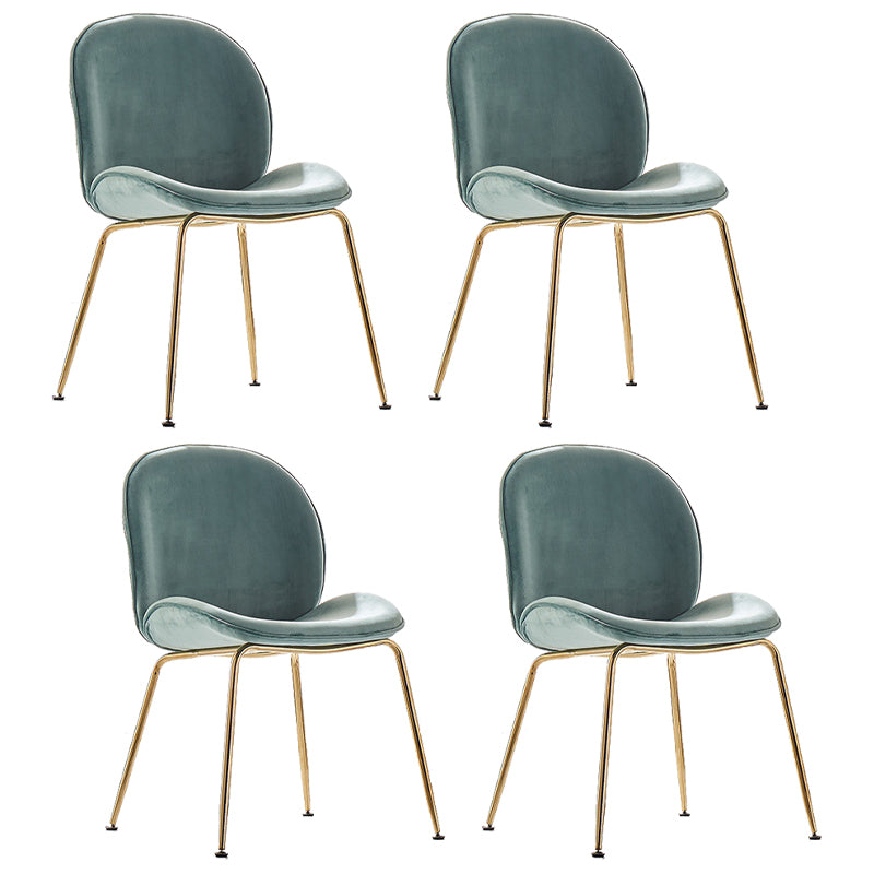 Upholstered Velvet Armless Dining Chairs Solid Back Side Chair with Metal Legs