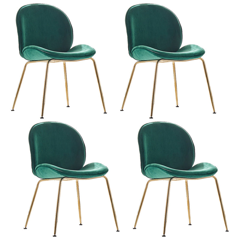 Upholstered Velvet Armless Dining Chairs Solid Back Side Chair with Metal Legs