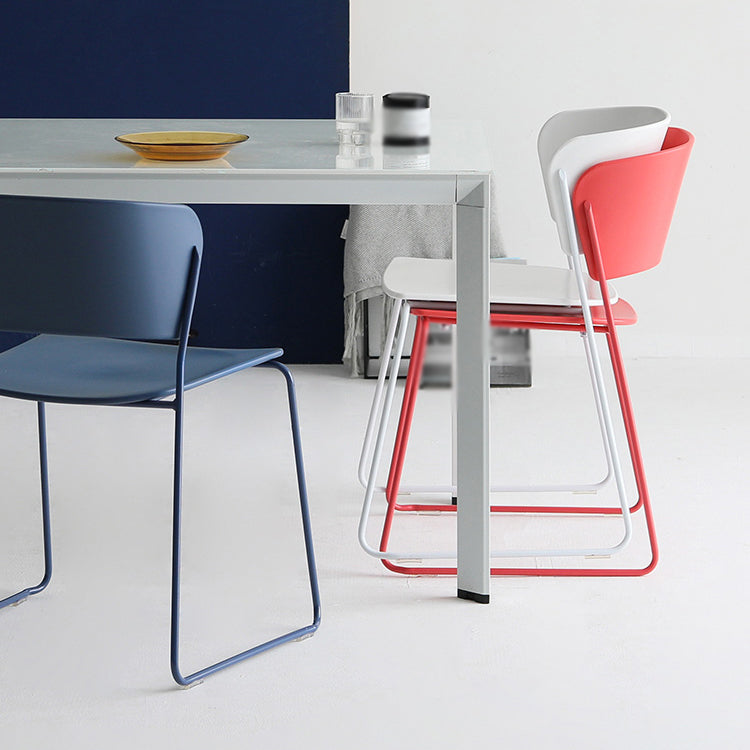 Contemporary Dining Chair Open Back Side Chair with Metal Legs for Home Use