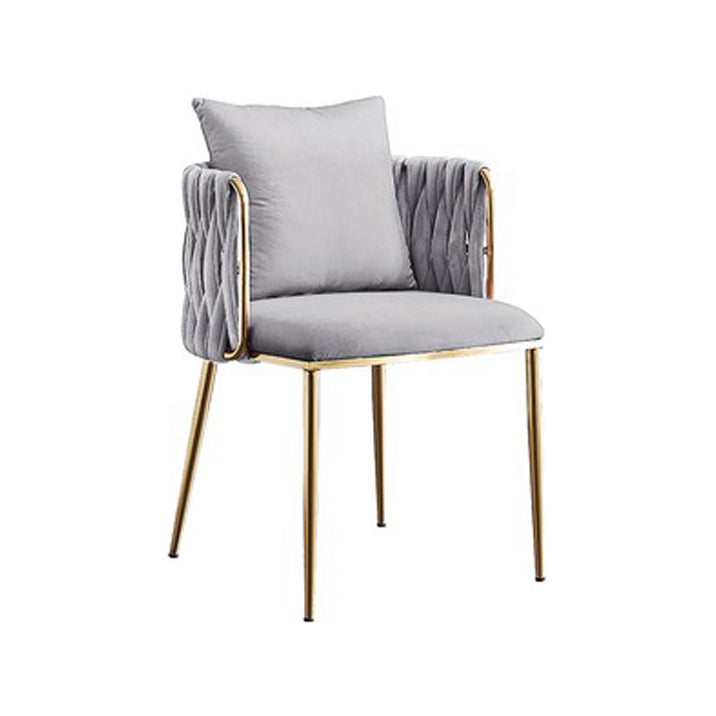 Scandinavian Bedroom Velvet Side Chair Light Color Solid Back Dining Chair