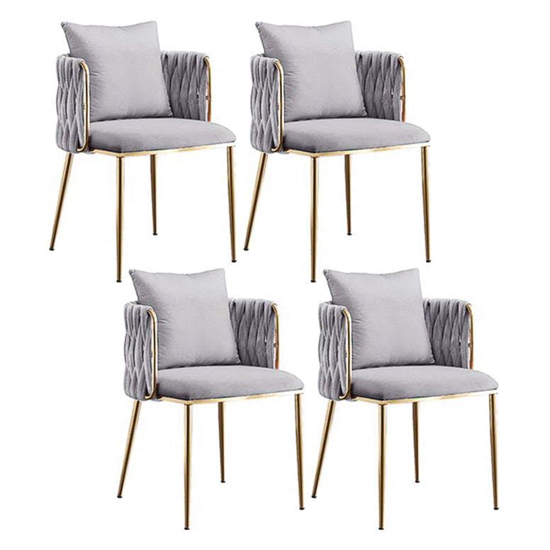 Scandinavian Bedroom Velvet Side Chair Light Color Solid Back Dining Chair