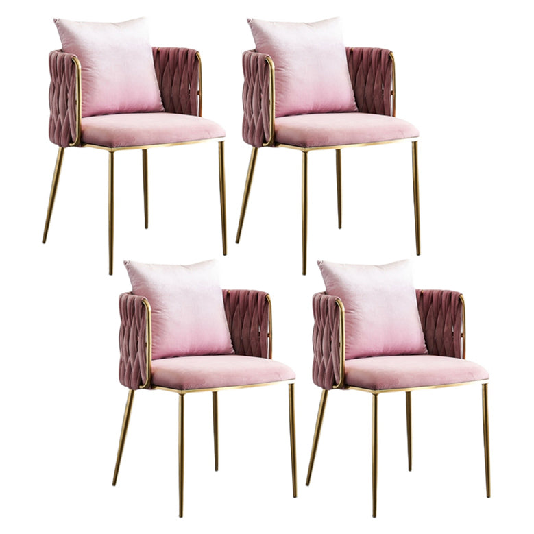 Scandinavian Bedroom Velvet Side Chair Light Color Solid Back Dining Chair