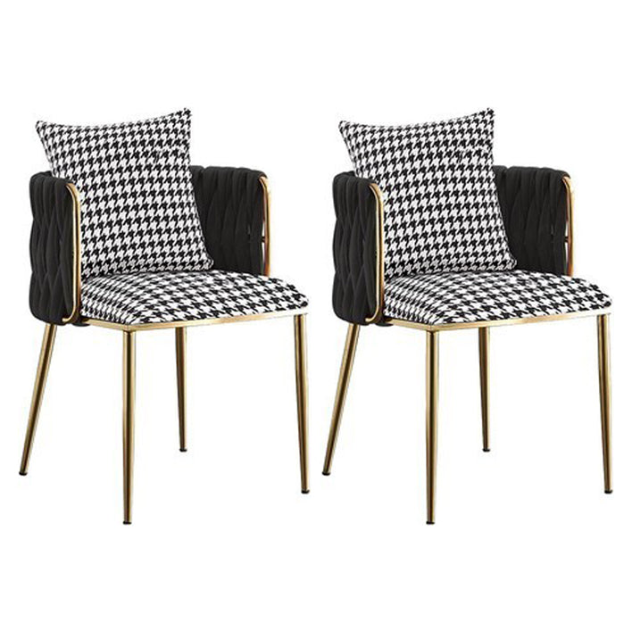 Scandinavian Bedroom Velvet Side Chair Light Color Solid Back Dining Chair
