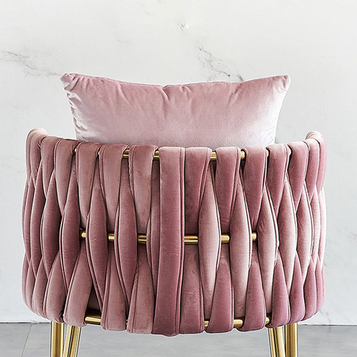 Scandinavian Bedroom Velvet Side Chair Light Color Solid Back Dining Chair