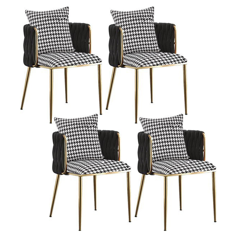 Scandinavian Bedroom Velvet Side Chair Light Color Solid Back Dining Chair
