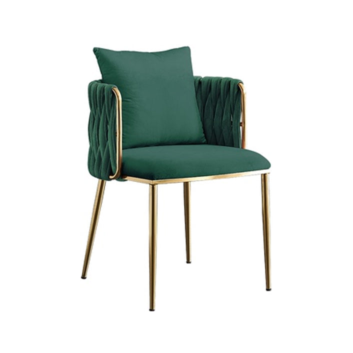 Scandinavian Bedroom Velvet Side Chair Light Color Solid Back Dining Chair
