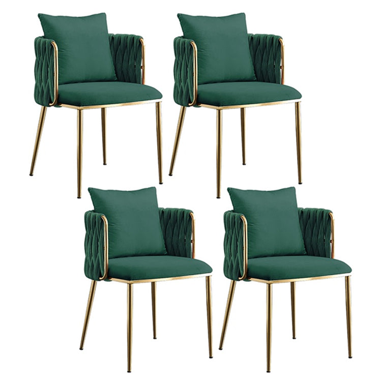 Scandinavian Bedroom Velvet Side Chair Light Color Solid Back Dining Chair