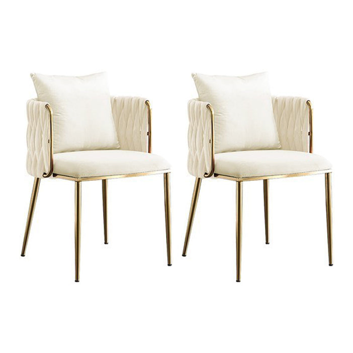 Scandinavian Bedroom Velvet Side Chair Light Color Solid Back Dining Chair