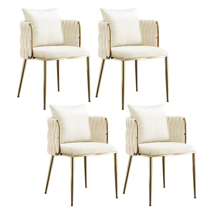 Scandinavian Bedroom Velvet Side Chair Light Color Solid Back Dining Chair