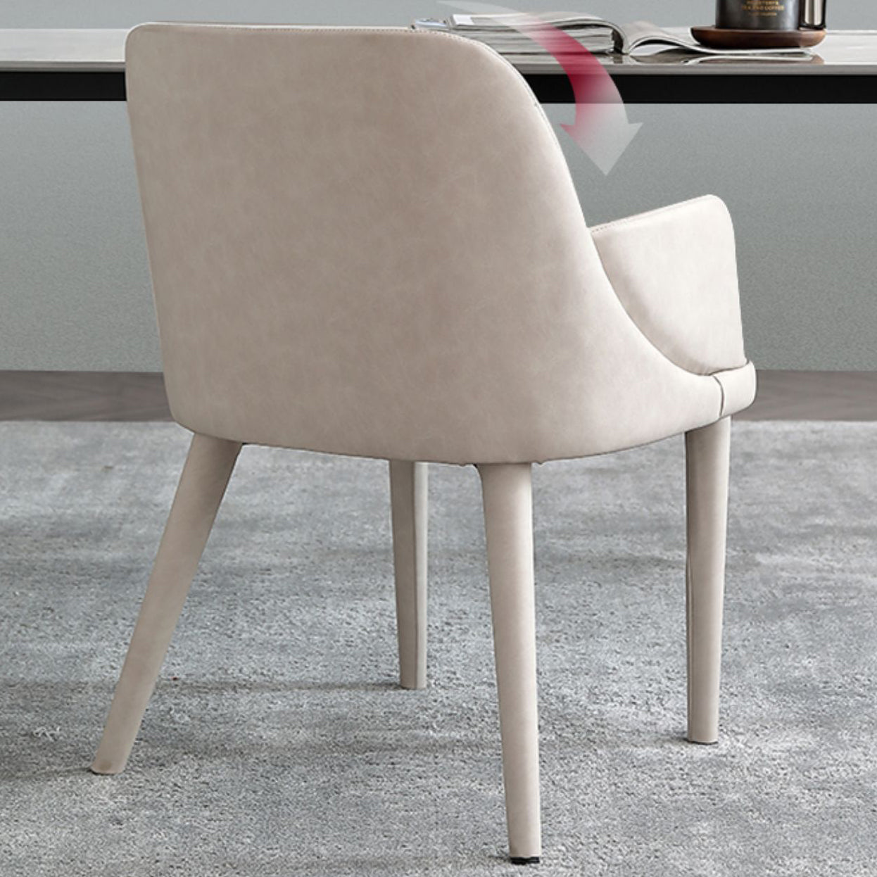 Modern Leather Dining Chair 32"H Parsons Chair with Metal Legs for Restaurant