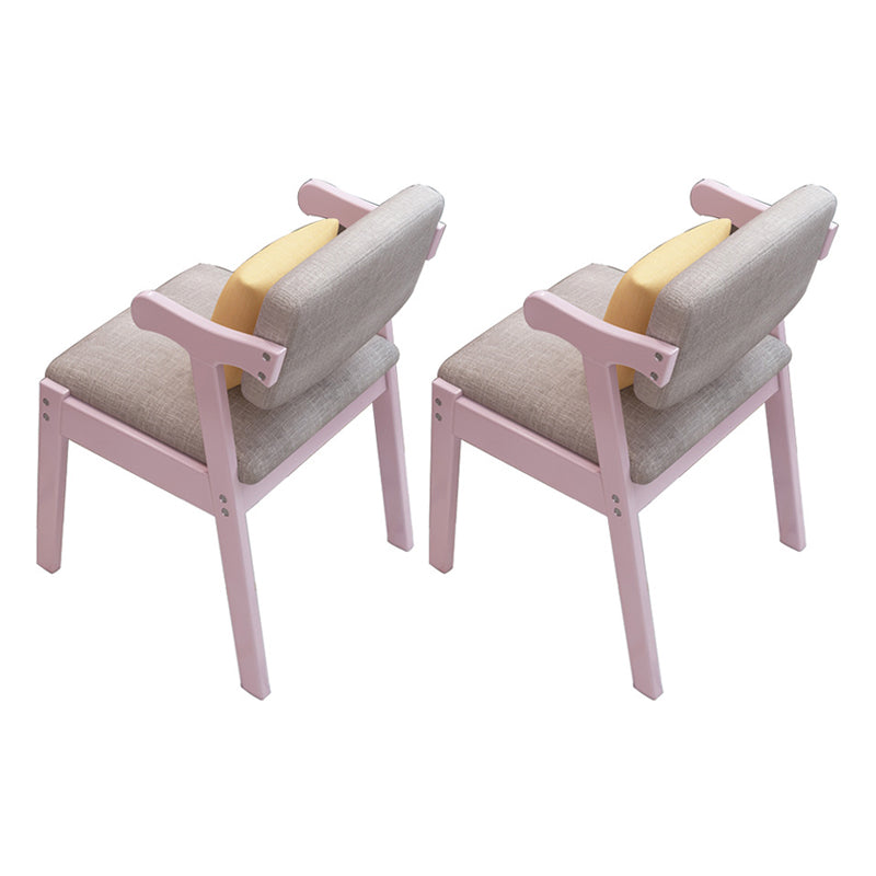 Glam Style Rubberwood Chairs Open Back Arm Dining Room Kitchen Chair Set
