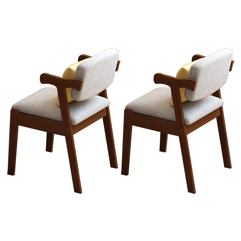 Glam Style Rubberwood Chairs Open Back Arm Dining Room Kitchen Chair Set