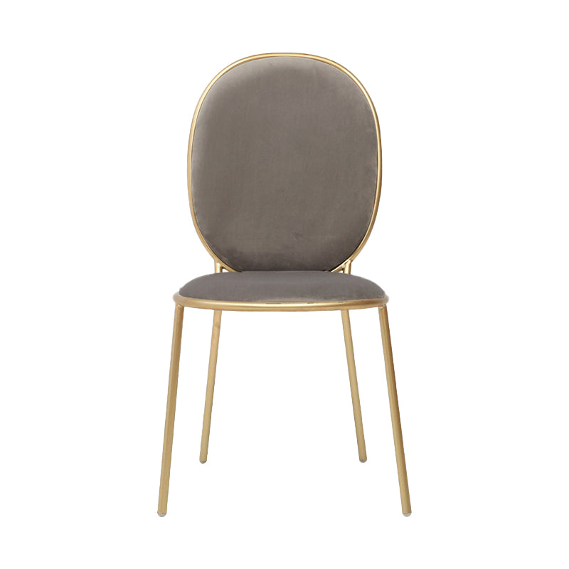 Glam Style Metal Side Chair Matte Finish Solid Back Dining Chair for Home Use