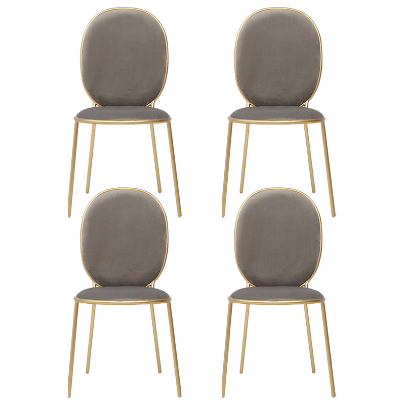 Glam Style Metal Side Chair Matte Finish Solid Back Dining Chair for Home Use