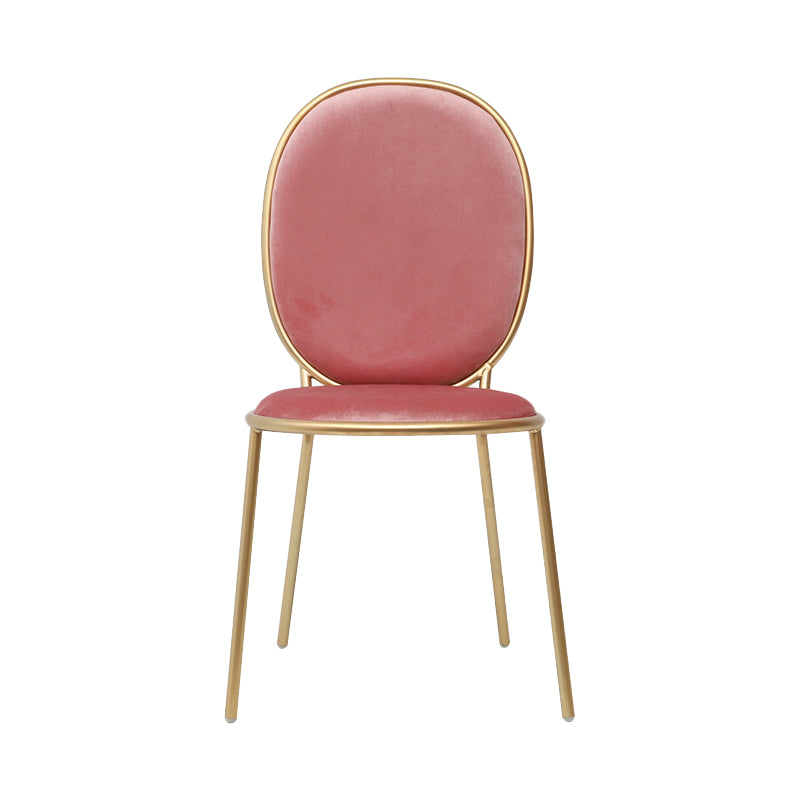 Glam Style Metal Side Chair Matte Finish Solid Back Dining Chair for Home Use