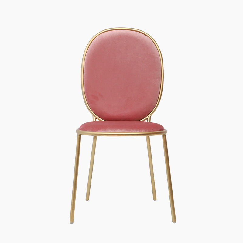 Glam Style Metal Side Chair Matte Finish Solid Back Dining Chair for Home Use