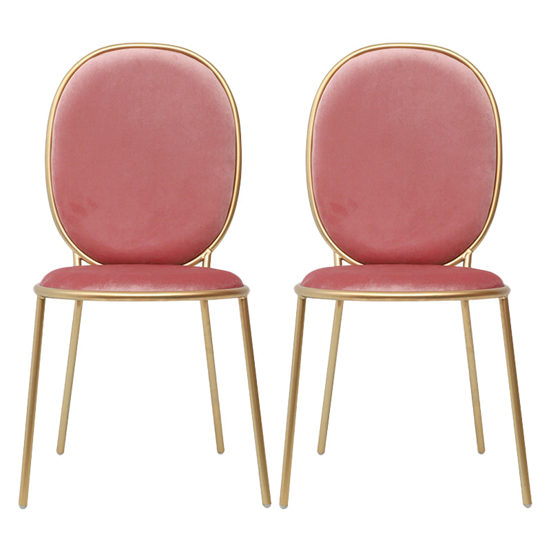Glam Style Metal Side Chair Matte Finish Solid Back Dining Chair for Home Use
