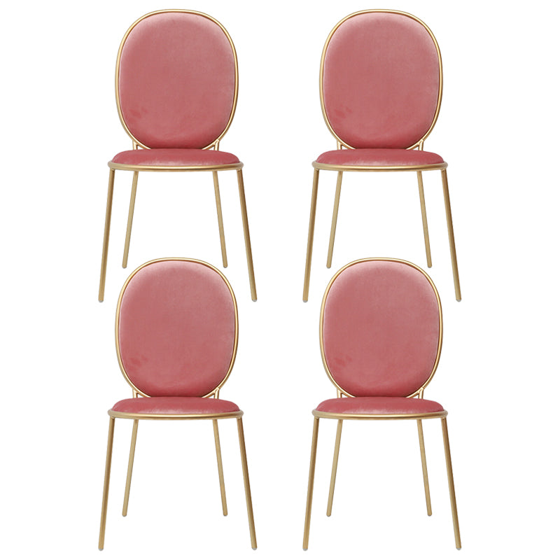 Glam Style Metal Side Chair Matte Finish Solid Back Dining Chair for Home Use