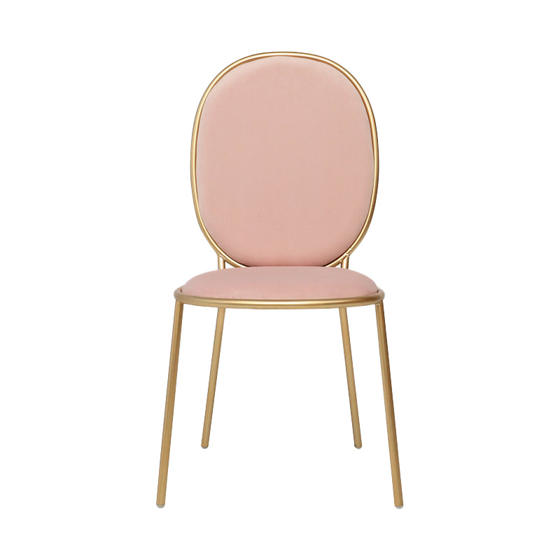 Glam Style Metal Side Chair Matte Finish Solid Back Dining Chair for Home Use