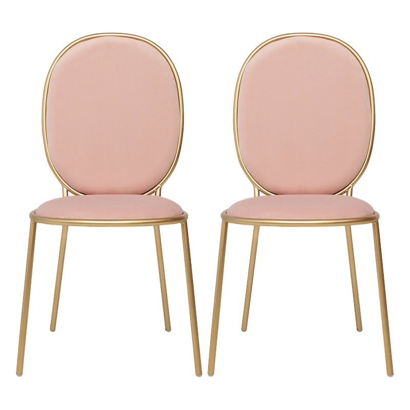 Glam Style Metal Side Chair Matte Finish Solid Back Dining Chair for Home Use