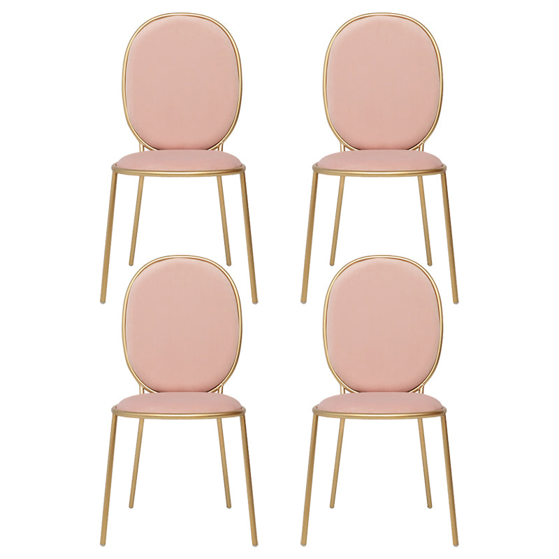 Glam Style Metal Side Chair Matte Finish Solid Back Dining Chair for Home Use