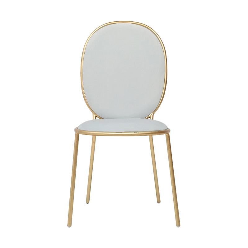 Glam Style Metal Side Chair Matte Finish Solid Back Dining Chair for Home Use