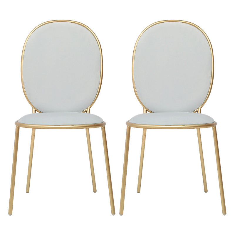 Glam Style Metal Side Chair Matte Finish Solid Back Dining Chair for Home Use