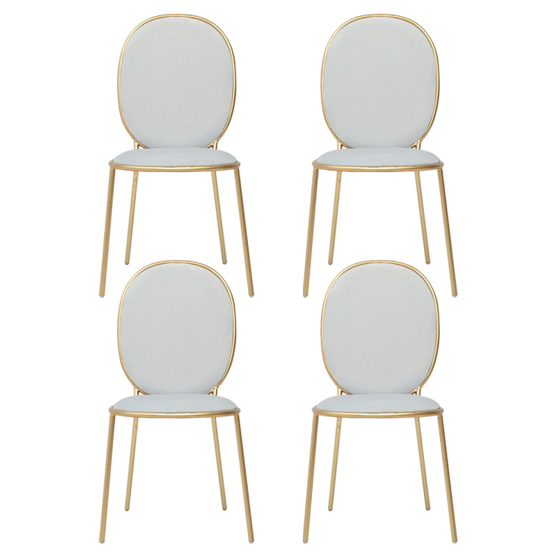Glam Style Metal Side Chair Matte Finish Solid Back Dining Chair for Home Use