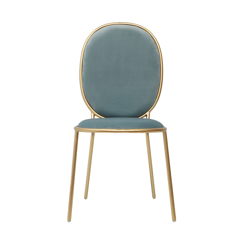 Glam Style Metal Side Chair Matte Finish Solid Back Dining Chair for Home Use