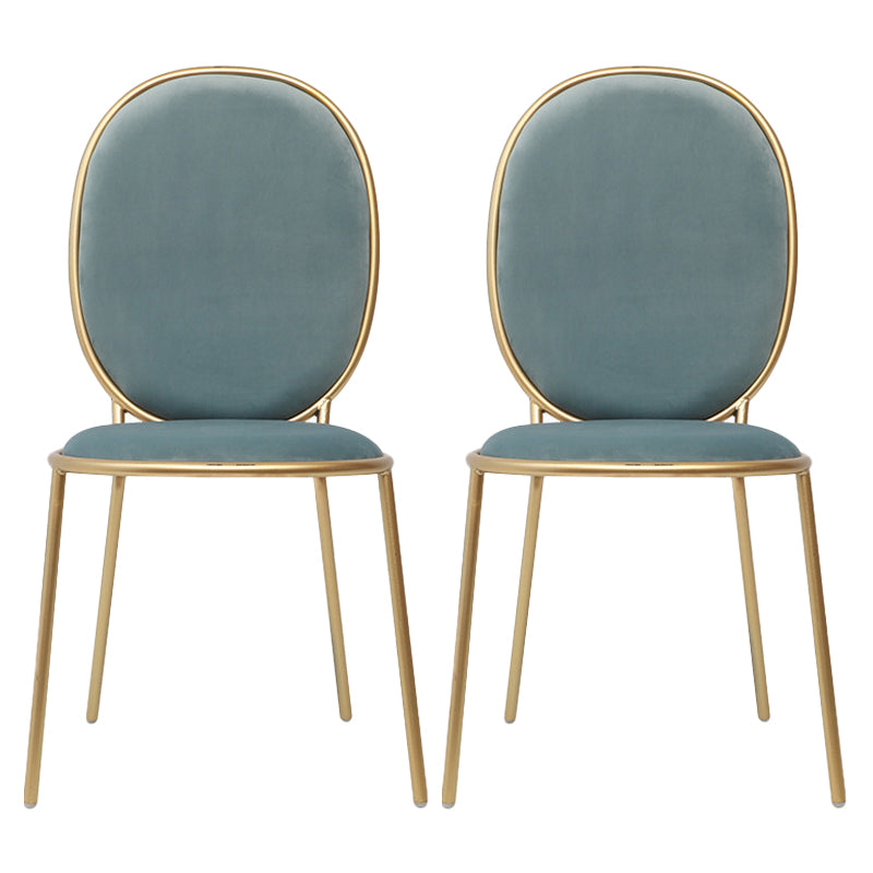 Glam Style Metal Side Chair Matte Finish Solid Back Dining Chair for Home Use
