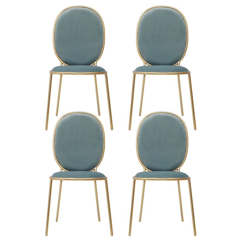 Glam Style Metal Side Chair Matte Finish Solid Back Dining Chair for Home Use