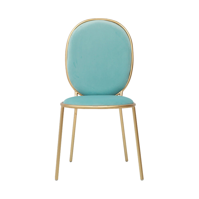 Glam Style Metal Side Chair Matte Finish Solid Back Dining Chair for Home Use