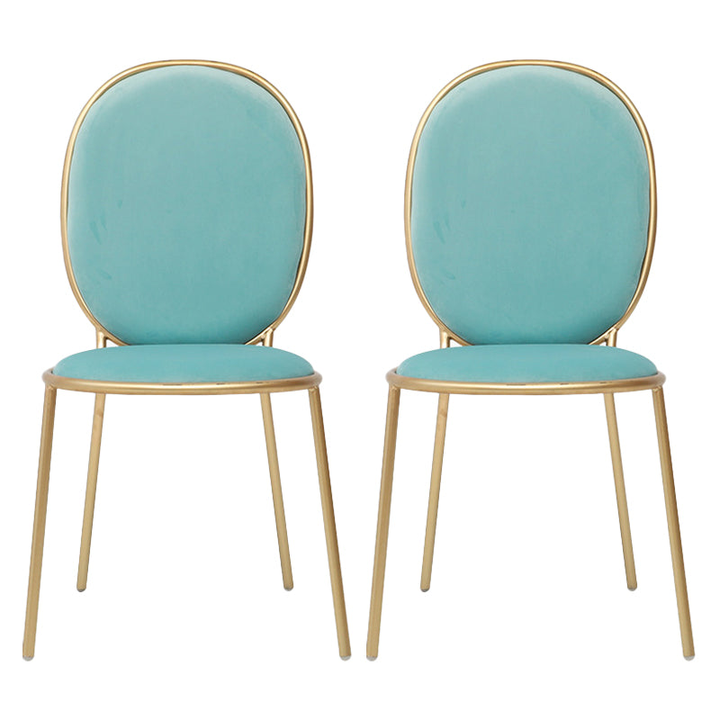 Glam Style Metal Side Chair Matte Finish Solid Back Dining Chair for Home Use