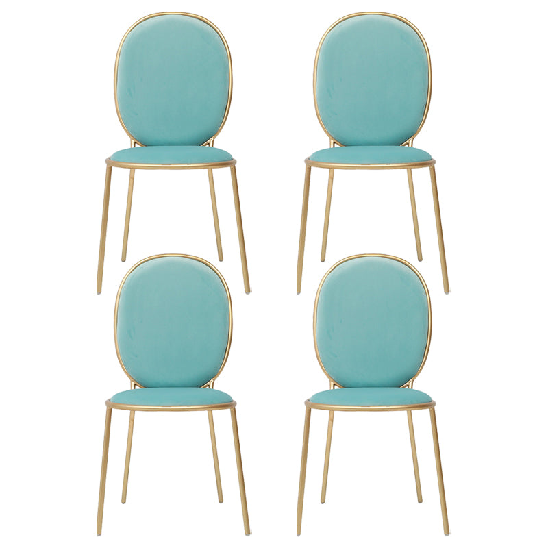 Glam Style Metal Side Chair Matte Finish Solid Back Dining Chair for Home Use
