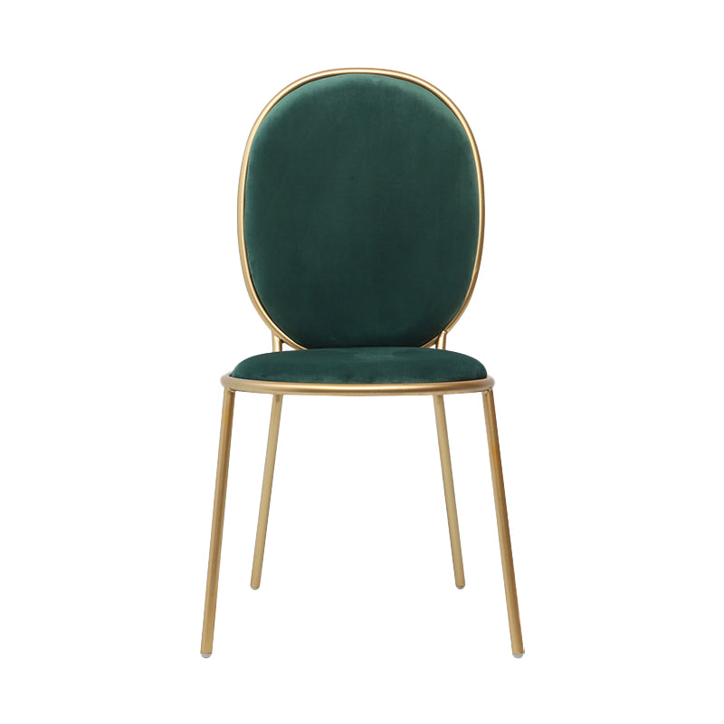 Glam Style Metal Side Chair Matte Finish Solid Back Dining Chair for Home Use