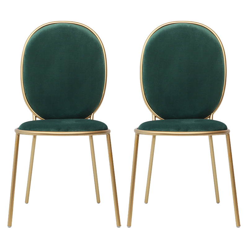 Glam Style Metal Side Chair Matte Finish Solid Back Dining Chair for Home Use