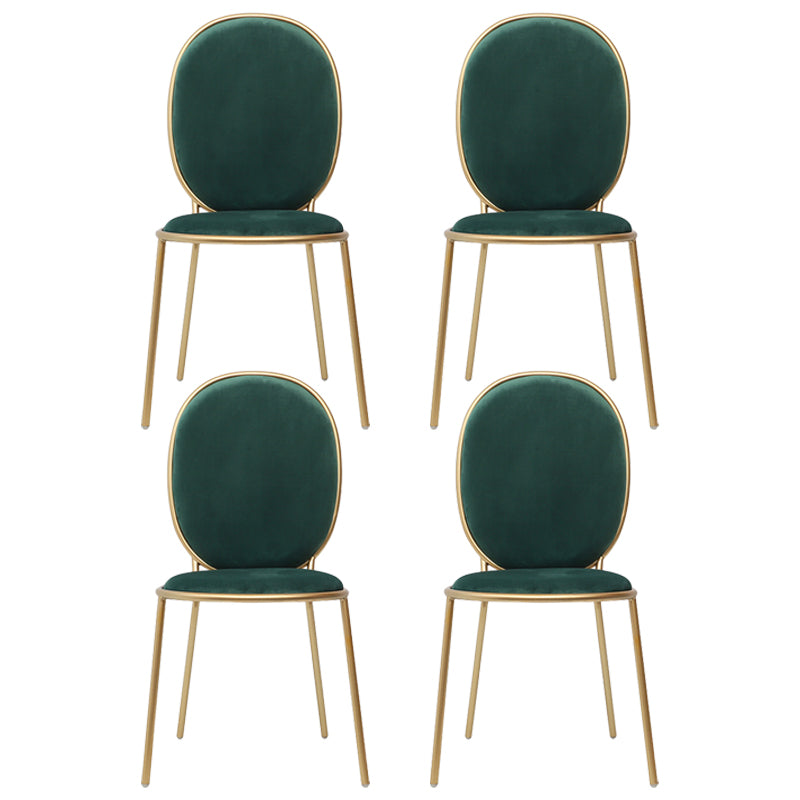 Glam Style Metal Side Chair Matte Finish Solid Back Dining Chair for Home Use