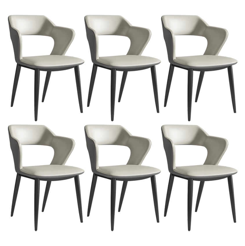 Modern Leather Dining Arm Chair Upholstered Open Back Armchair with Metal Legs