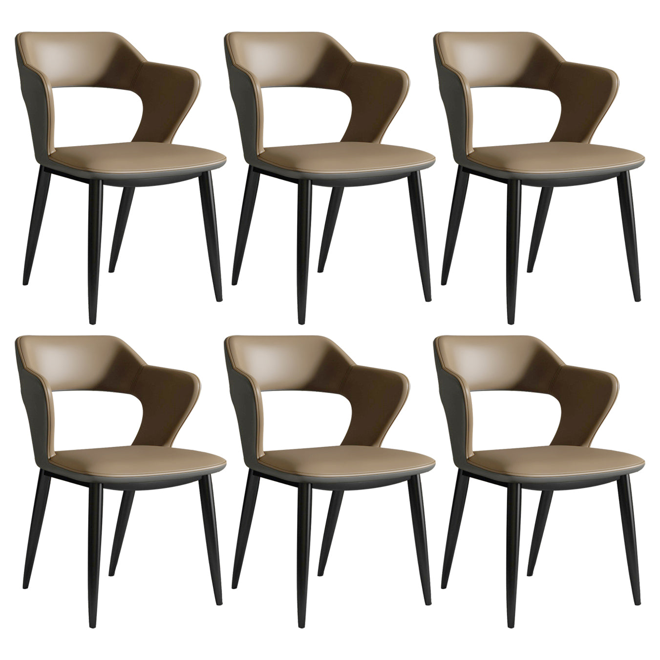 Modern Leather Dining Arm Chair Upholstered Open Back Armchair with Metal Legs