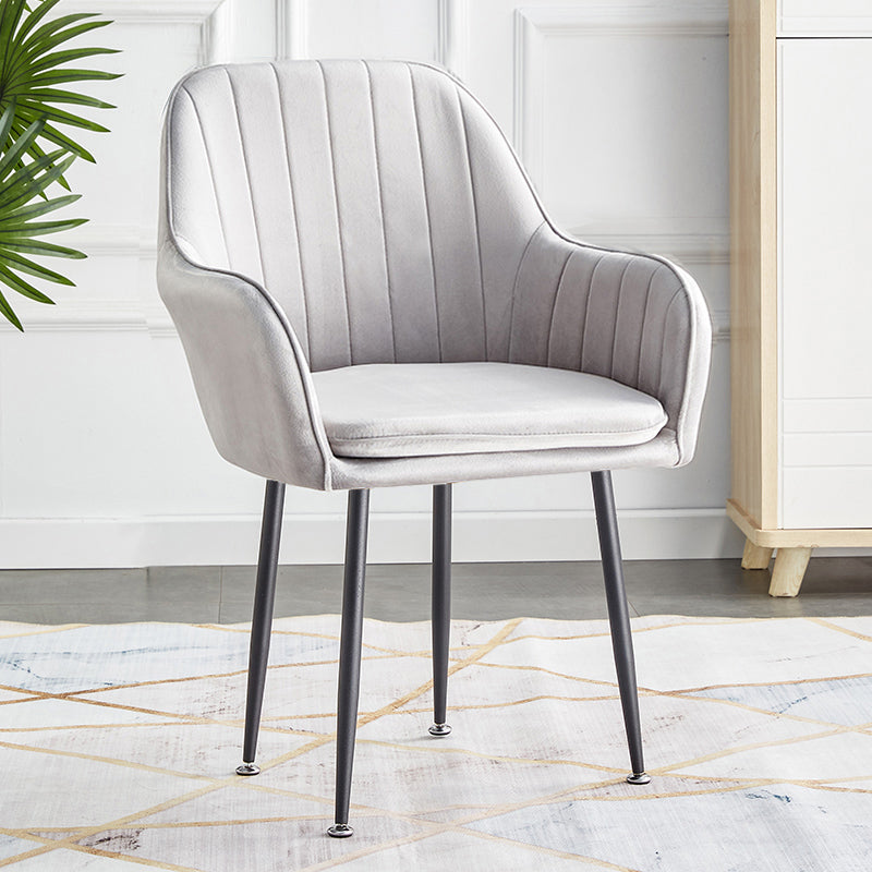 Scandinavian Dining Arm Chair Solid Back Side Chair with Metal Legs for Home Use