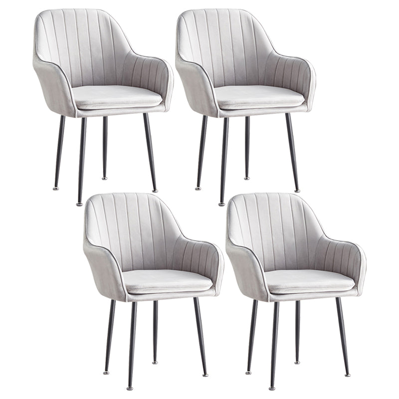 Scandinavian Dining Arm Chair Solid Back Side Chair with Metal Legs for Home Use