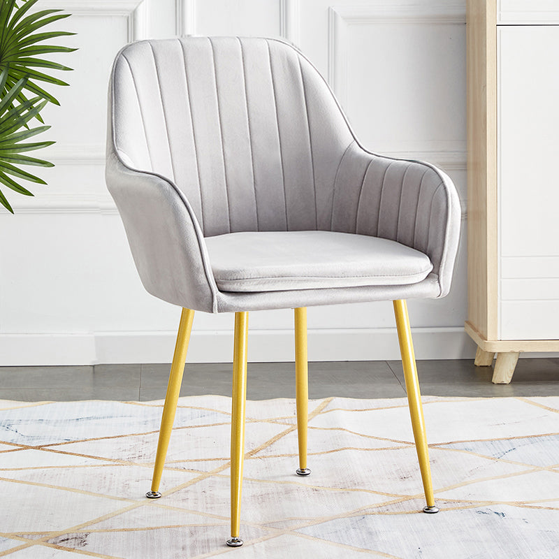 Scandinavian Dining Arm Chair Solid Back Side Chair with Metal Legs for Home Use