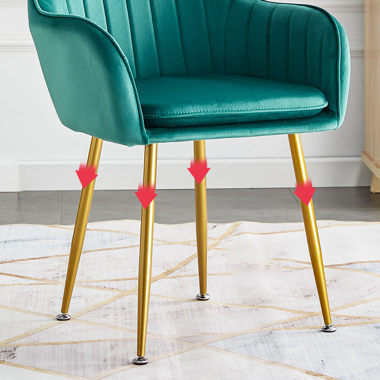 Scandinavian Dining Arm Chair Solid Back Side Chair with Metal Legs for Home Use