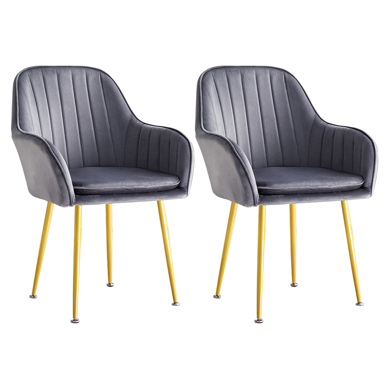 Scandinavian Dining Arm Chair Solid Back Side Chair with Metal Legs for Home Use