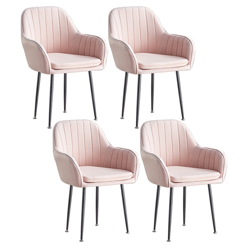 Scandinavian Dining Arm Chair Solid Back Side Chair with Metal Legs for Home Use